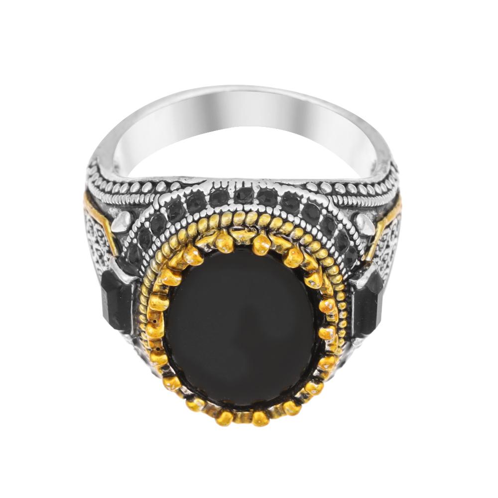 PREVA Men's Ring Party Jewelry Punk Religious with Black Onyx Stone