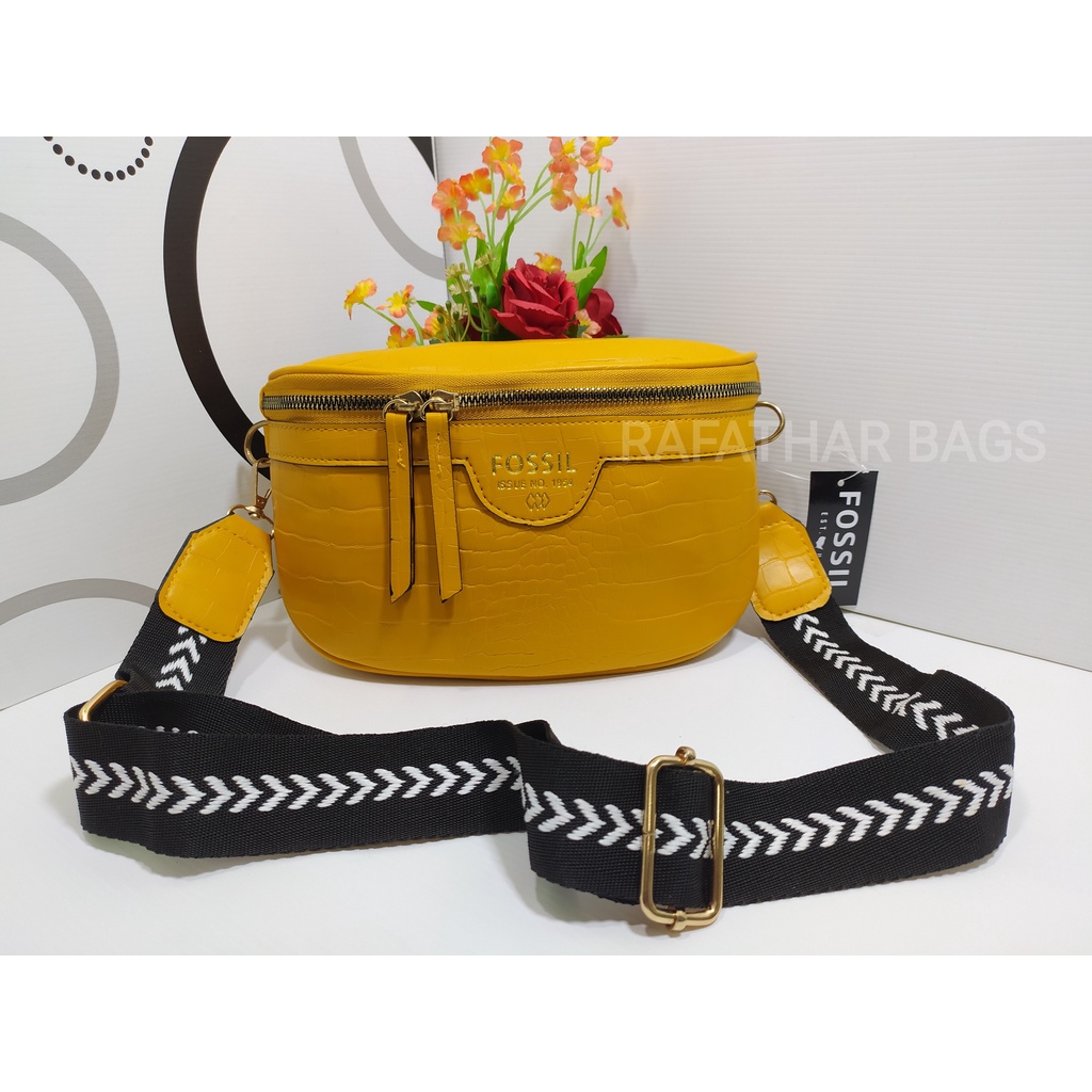 Tas pinggang selempang pria &amp; wanita bahan croco doff waterproff anti air