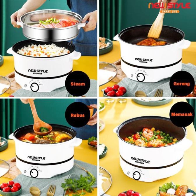 Panci Listrik Y09 Panci Listrik Multifungsi Lapisan Keramik Panci Fleurlovin24