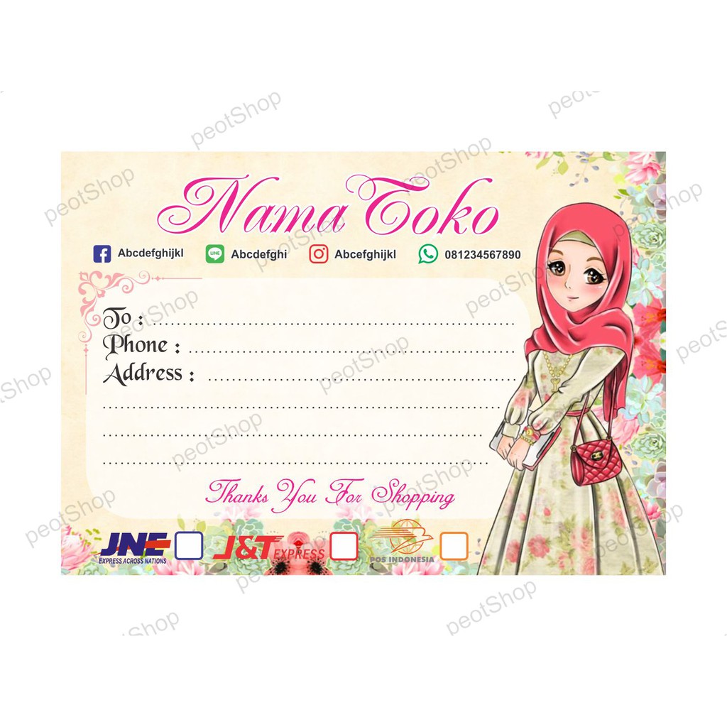Label Pengiriman Sticker Online Shop 1pack Hijab 02 Shopee Indonesia