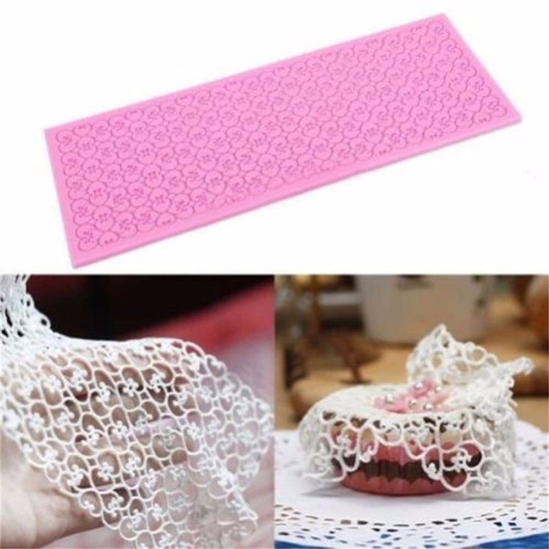 3D Silicon Mold Fondant Cake Decoration - Flower Chain Lace 16.5x7cm