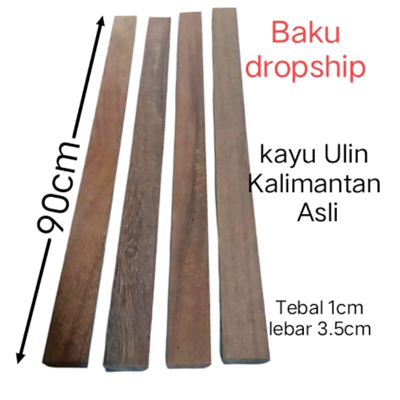 lis stick kayu ulin/plank dinding/Kayu reng papan panjang 1 meter (90cm)bersih Jidar kayu(penggaris 