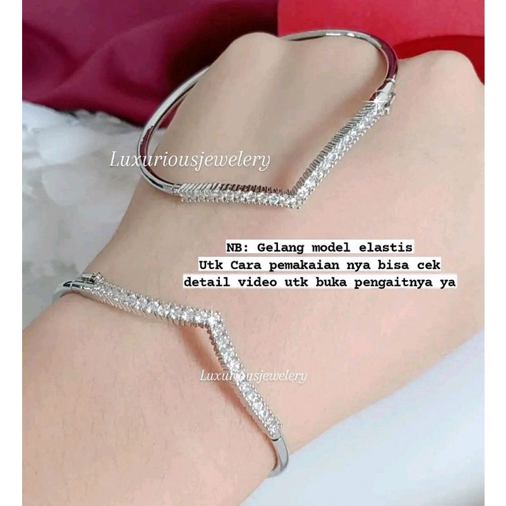 Gelang Bangle V permata cubic zirconia