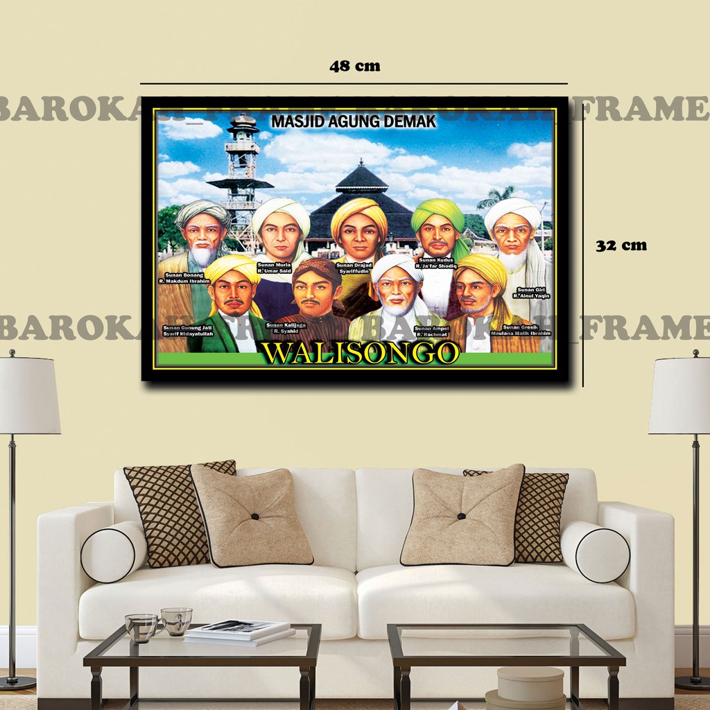 Foto Wali Songo Sunan Kalijaga 4 sahabat nabi Dll poster Gambar Bingkai 32x48cm