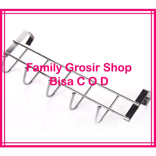 Gantungan Stainless Organizer Rak Dapur 5 Hook