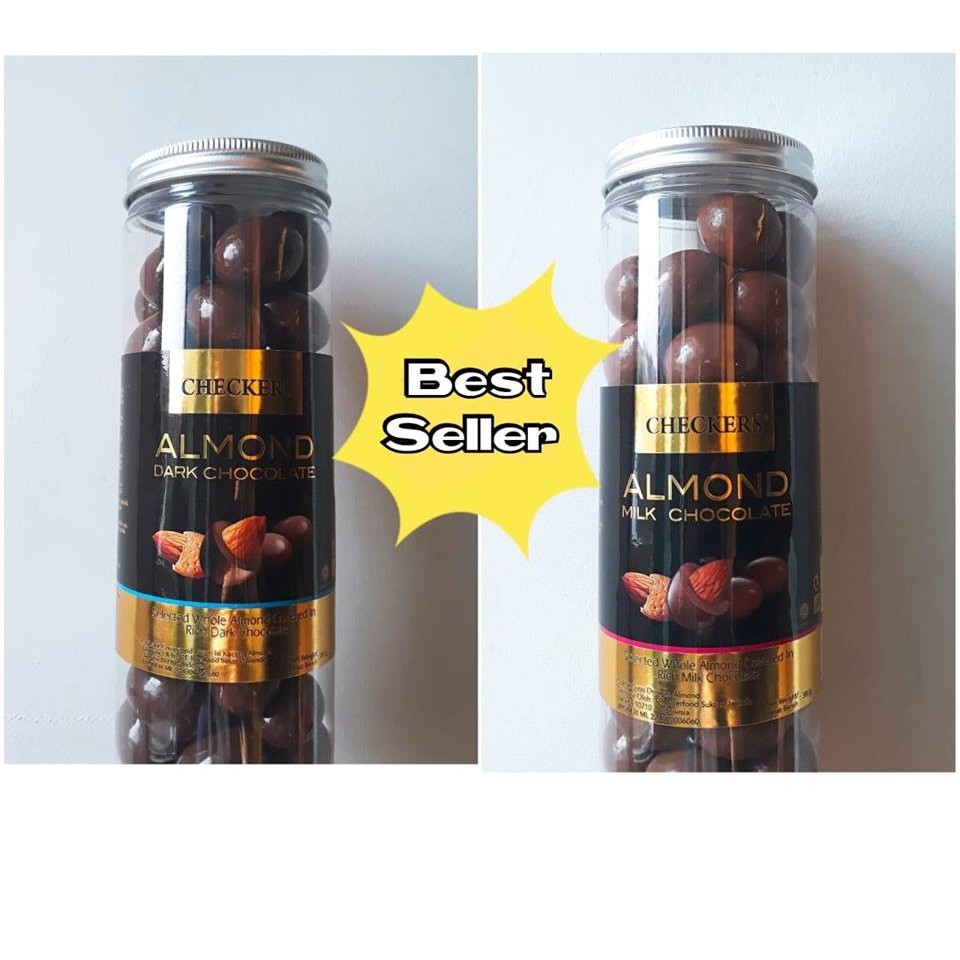 

Coklat Checkers Almond Chocolate Jar 380gram Cokelat Import