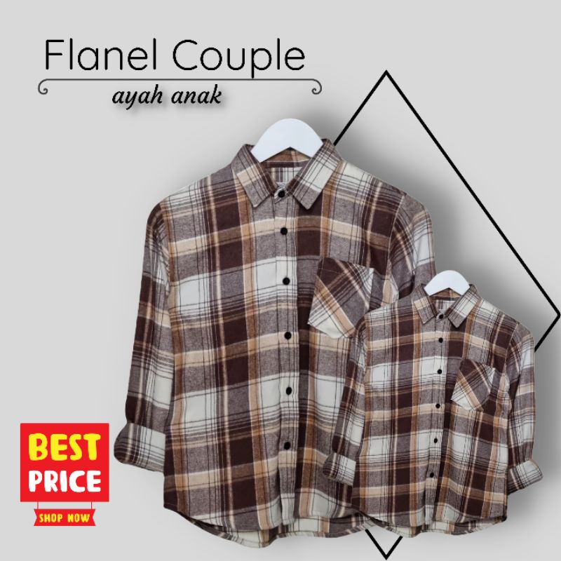 Kemeja Kotak Kotak Pria Wanita dan Anak FL03 Bisa Couple Anak dan Ayah
