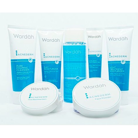 Wardah Acnederm Series Cleanser Toner Gel Face Powder