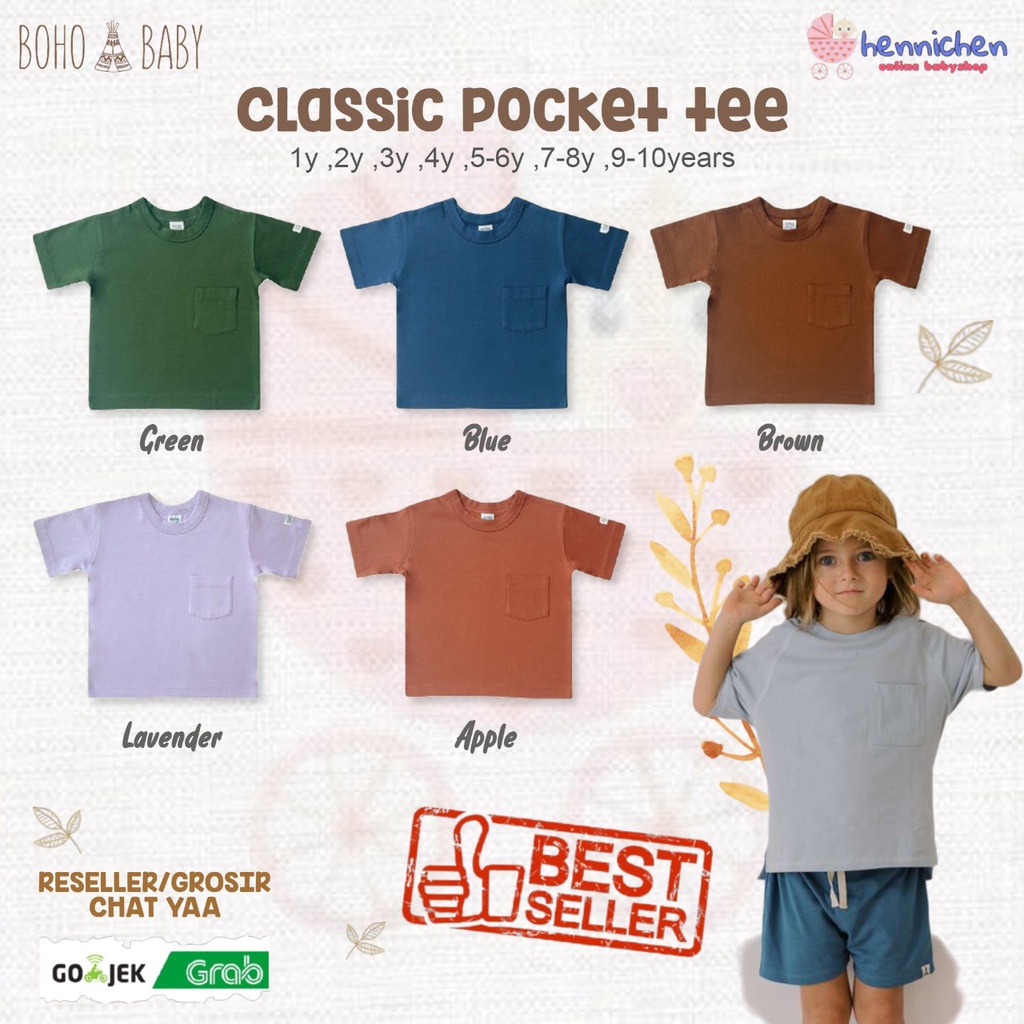 BOHOPANNA BOHOBABY BOHO BABY CLASSIC POCKET TEE  BAJU ANAK 1-4 TAHUN