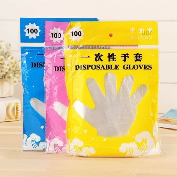 Sarung Tangan Plastik 100pcs pack Plastik DISPOSABLE PLASTIC GLOVES