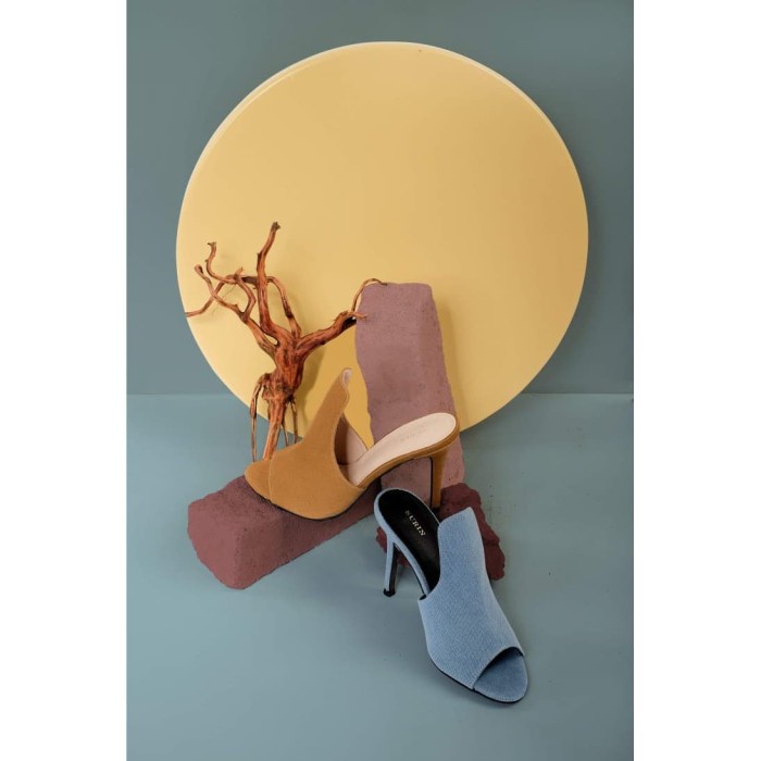 Sepatu High Heels Wanita Vola Surin Shoes Khaki Blue Biru