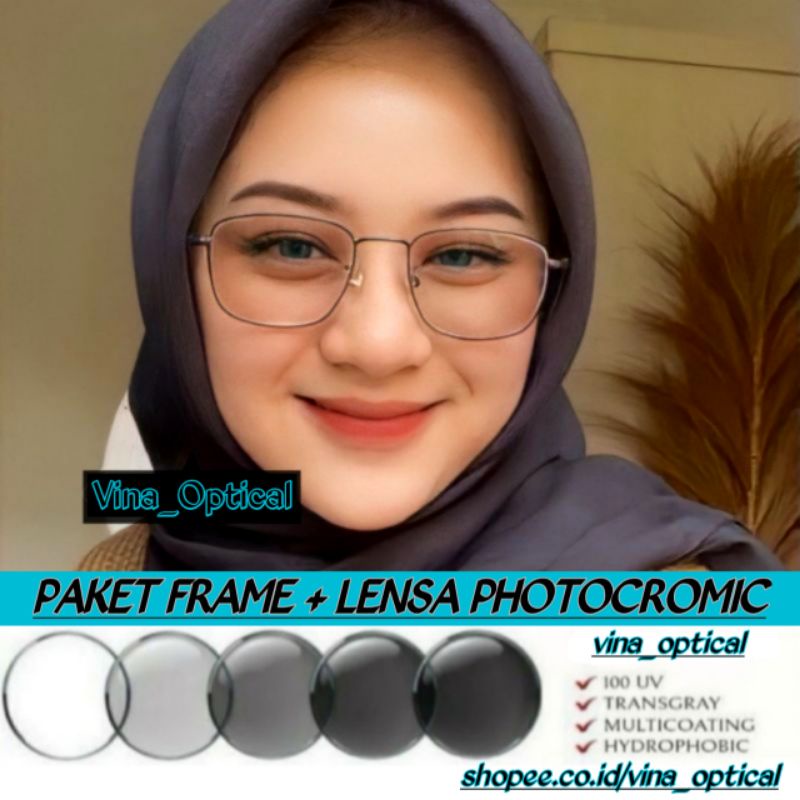 Frame Kacamata Photocromic - Kacamata Minus Antiradiasi - Frame Kacamata Wanita - Kacamata Khusus Mu