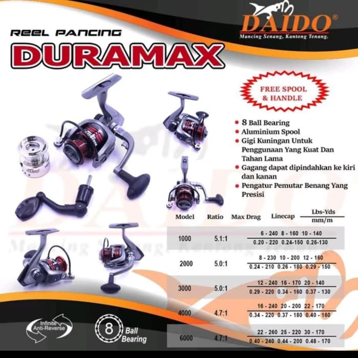 reel daido duramax spin 3000 reel murah