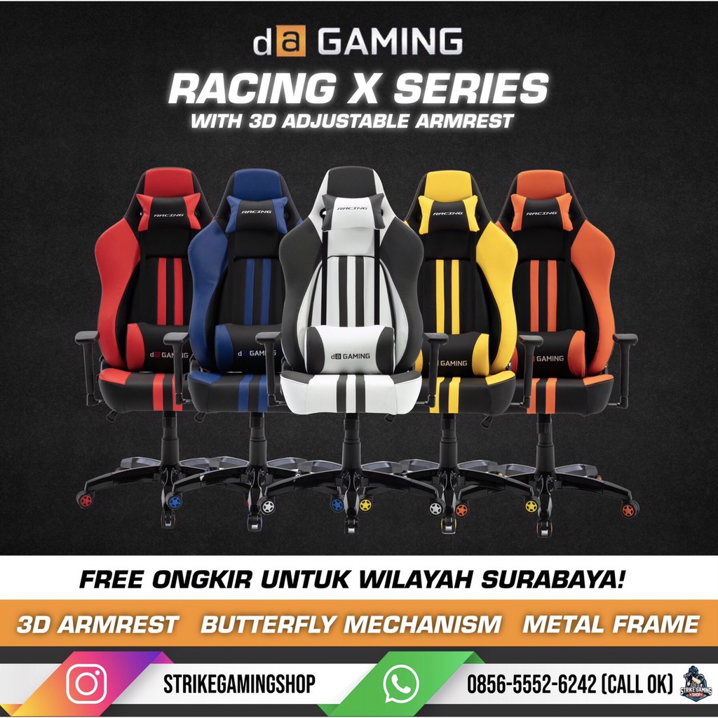 Digital Alliance Racing X - Kursi Gaming dengan 3D Armrest dan Backrest Adjustable hingga 180 Derajat