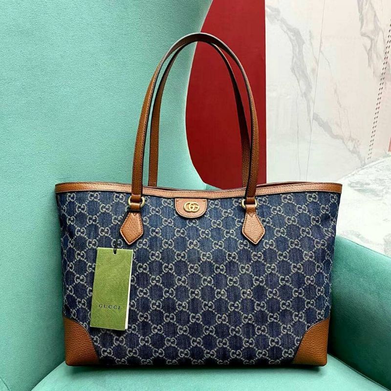 Restock Gucci ophidia blue & ivory GG denim Tote bag 631685 (Pls baca deskripsi)