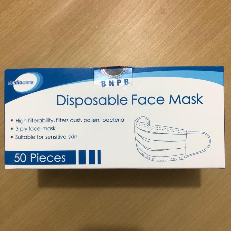 Promo Terbaru!!! Masker Medis 3 Ply Disposable Mask Earloop 1 Box Isi 50 Pcs Nyaman Saat Digunakan Dan Ada Kawat Penahan Dibagian Hidung Berkualitas Terbaik