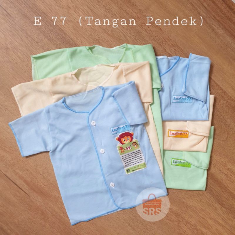 (6 Pcs) Baju Bayi SNI Kemeja Bayi Newborn 0-6 Bulan Excellent 77 | TISUKA | E77 | Lengan Panjang | Pendek | Buntung