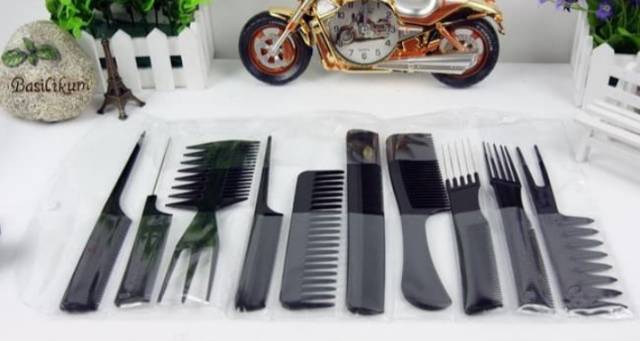 Sisir Rambut Pria Pomade Sisir Keramas Catok Wanita Bayi Sisir Kucing Bulu Grooming Set Isi 10 Pcs