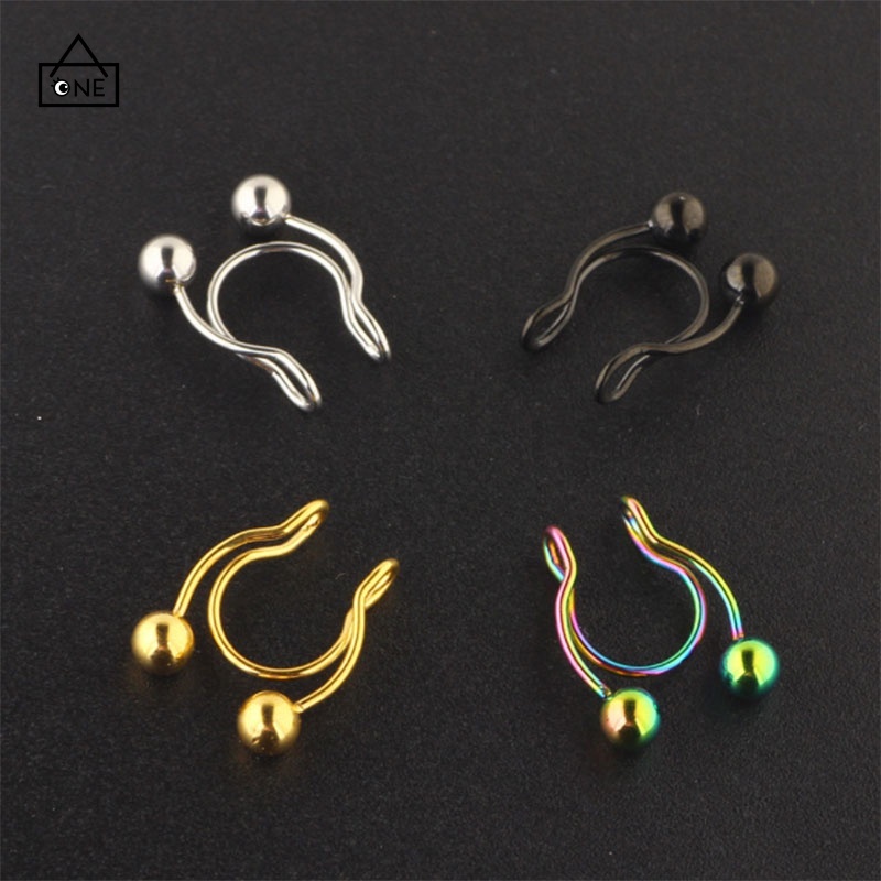 COD❤Tindik Cincin Hidung Palsu Tahan Karat Septum Magnetik U Bahan Cincin Tindik Hidung Unisex A one