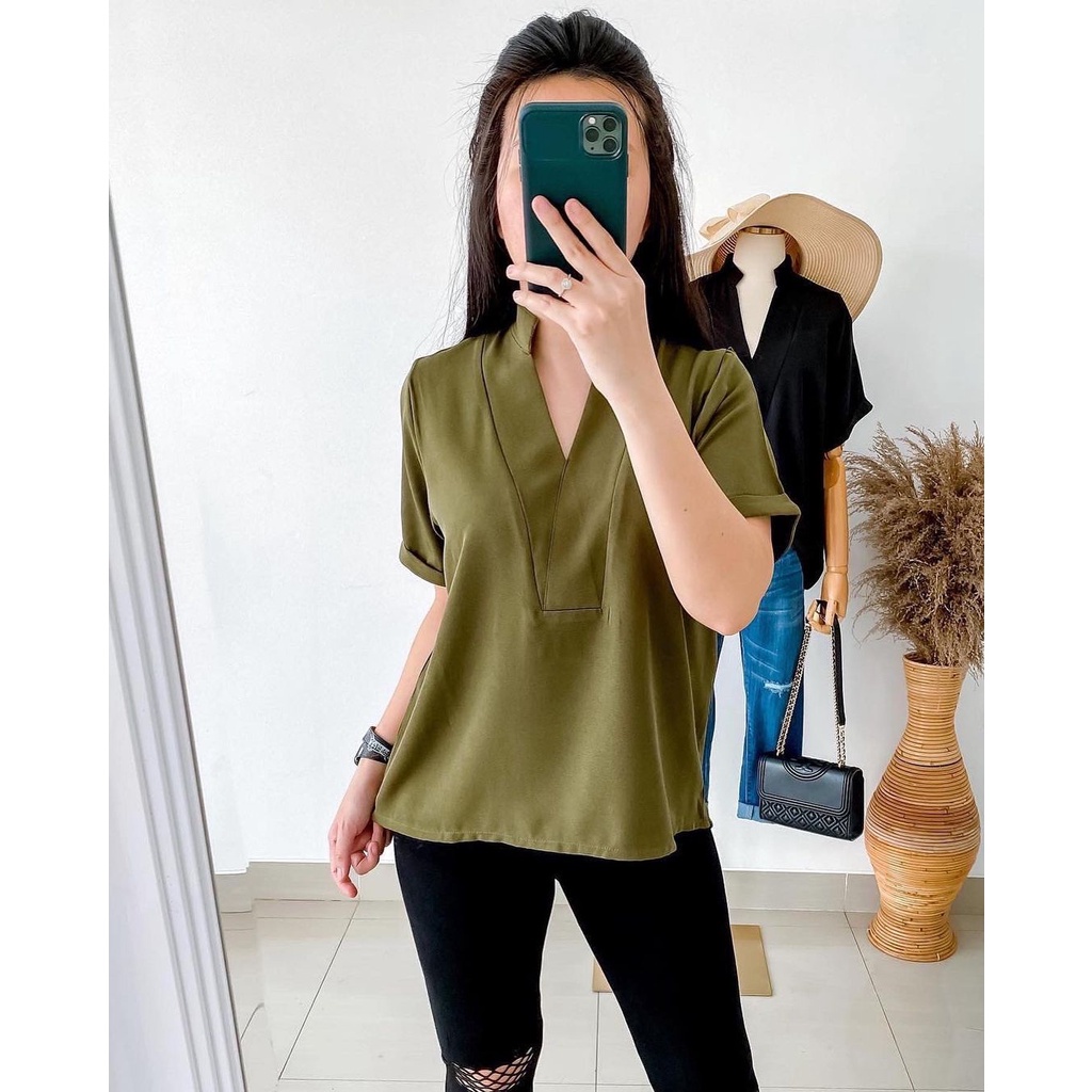 Double Lucky / Vee Top / Atasan Torino / Baju Atasan Wanita / Blouse-Army