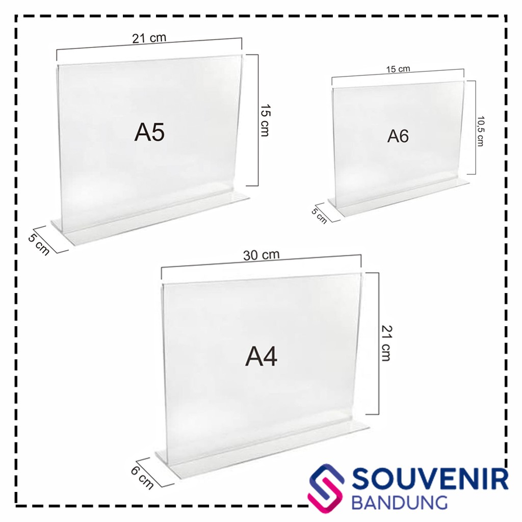 Display menu akrilik Standing Acrylic Papan Tempat Meja Minimalis Landscape A6 A5 A4