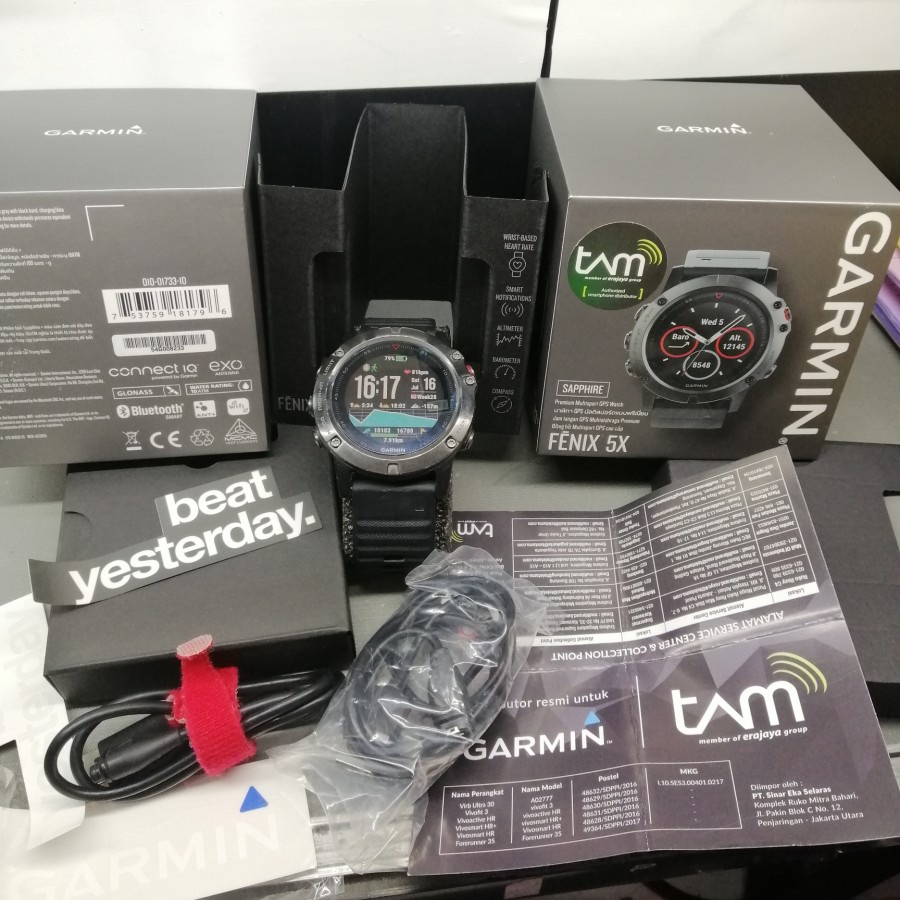 Second Garmin Fenix 5X Sappire-Full set ori Resmi - SportWatch
