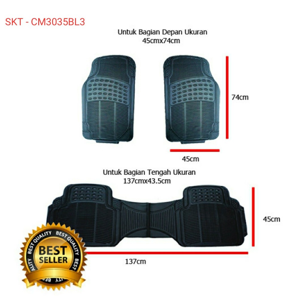 Karpet Mobil Karet Universal (3 pcs) 2 Baris SKT-CM3035