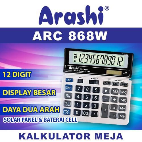 

Terlaris ✨ - Kalkulator Calculator Calc ARC 868W 12 Digit Layar Besar Merk Arashi3.1.23