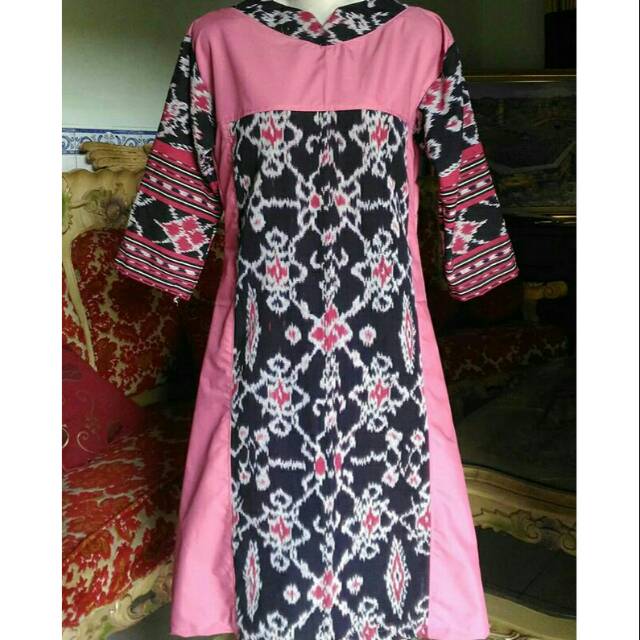 Dress tenun kombinasi