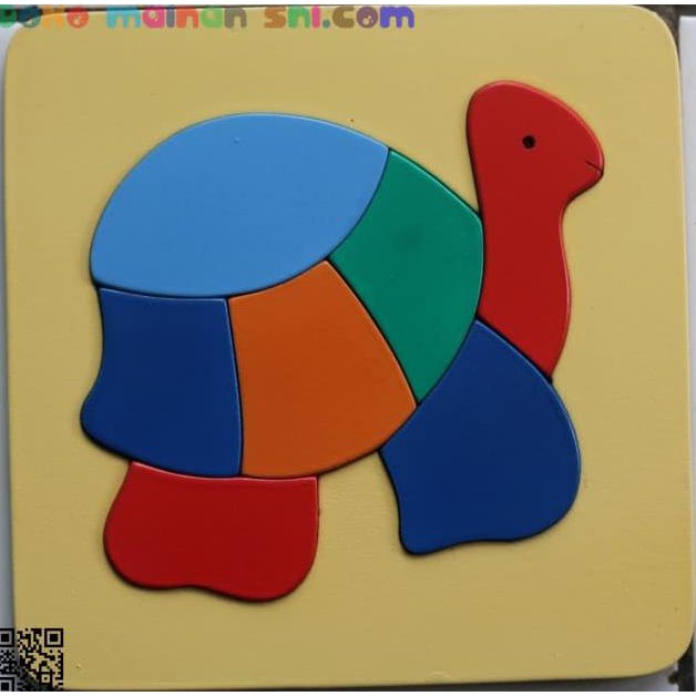 

14.84Ftgrdujh- Mainan Kayu Edukatif Puzzle Cat 17X17 Cm Kura Kura Utk Anak 2-3 Tahun -Toko-Boneka.
