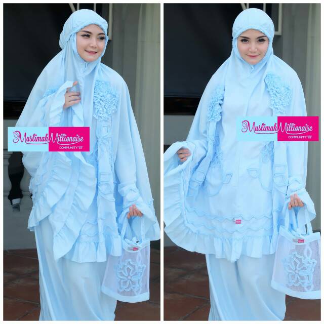 Mukena Ghaisani Blue | Mukena Satin Rosela | Mukena Dewasa | Mukena Terlaris