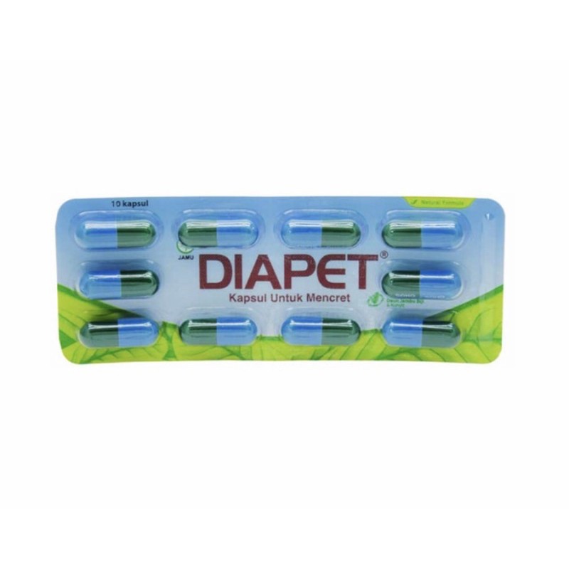 Diapet (obat herbal untuk diare) kemasan strip isi 10 kapsul