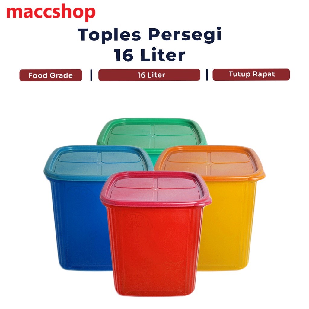 3 PCS TANAKA TOPLES LUXGEN PERSEGI 16 LITER - Serbaguna Simpan Kerupuk Snack