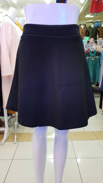 Rok Megar Pendek Flare 78 Panjang Scuba Tebal ROK Hitam cewek wanita ROK PANJANG-1