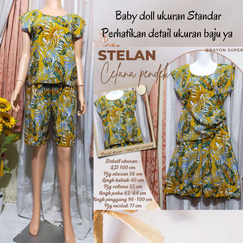 Stelan celana pendek //Setcel Rayon Bali //Babydoll Bali