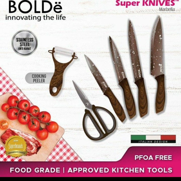 Bolde Pisau Set 6 pcs Super Knives Marbella terlaris pisau paling tajam.