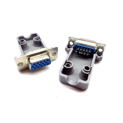 Connector Vga 15 pin female female HD 720p solder with cover - Konektor d-sub db15 f-f