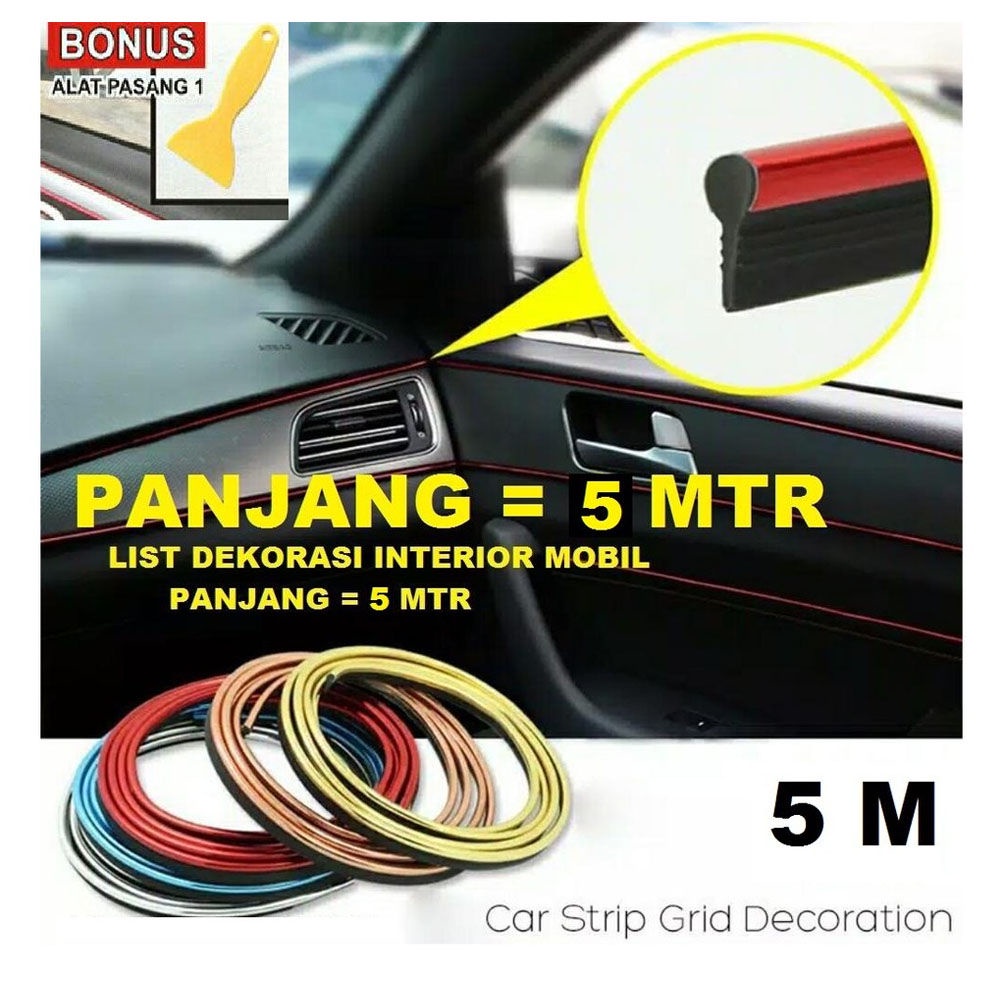 List Dekorasi Interior Mobil 5 Meter - List Dashboard Dekorasi Interior Mobil Moulding Strip 5 Meter - Lis Trim Mobil