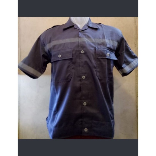 BAJU SAFETY PRIA/WEARPACK ATASAN/WERPAK KERJA PRIA TANGAN PENDEK/BAJU KERJA OPERATOR MEKANIK BENGKEL