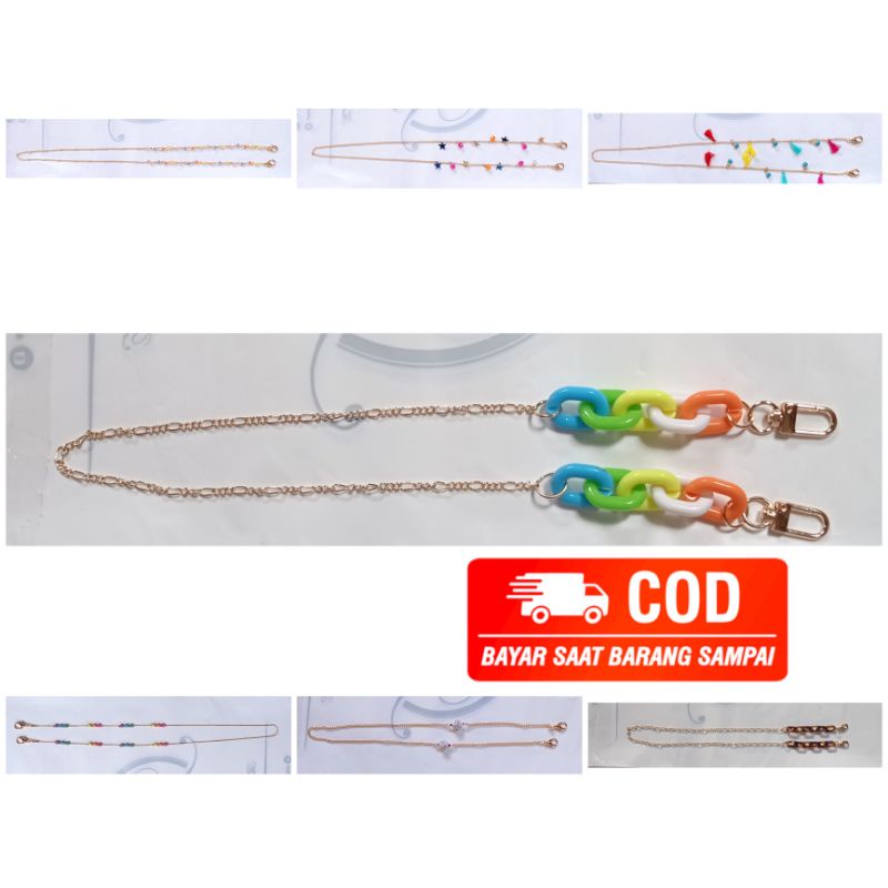 crystal chooker kalung kondangan necklace rainbow strap kalung konektor tali masker korea sidoarjo surabaya jatim malang cod mask