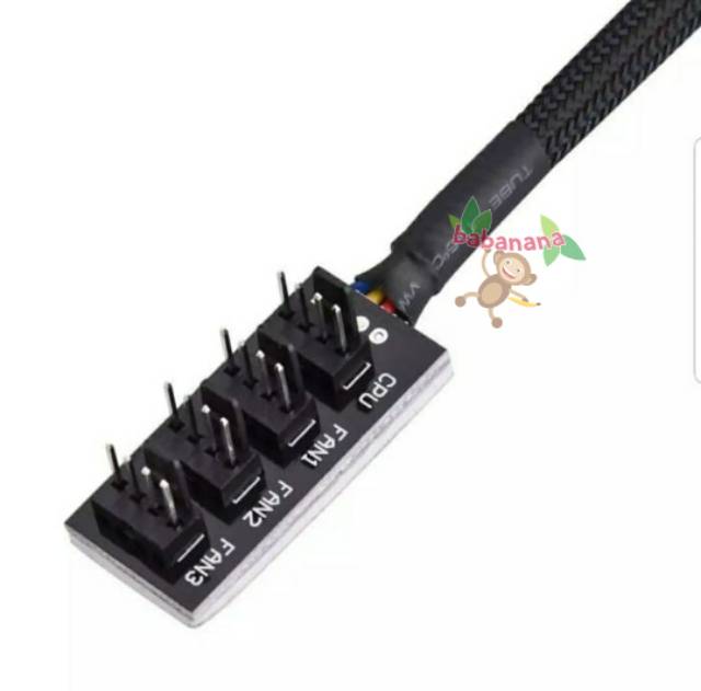 Kabel Splitter 4 pin 1 to 4 fan PWM Hub Cable Sleeved Sleeve cabang