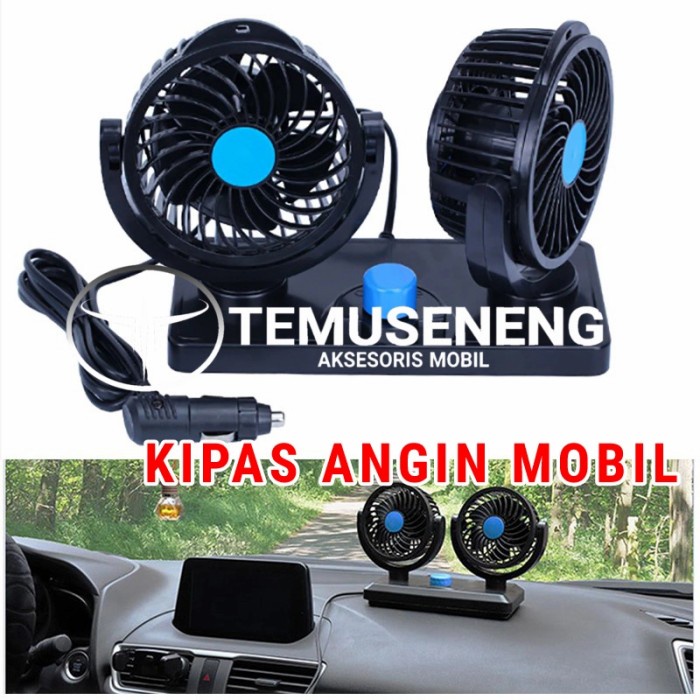 Kipas Angin Mobil Dashbord Dobel Mini Fan 360° Universal Tombol Speed