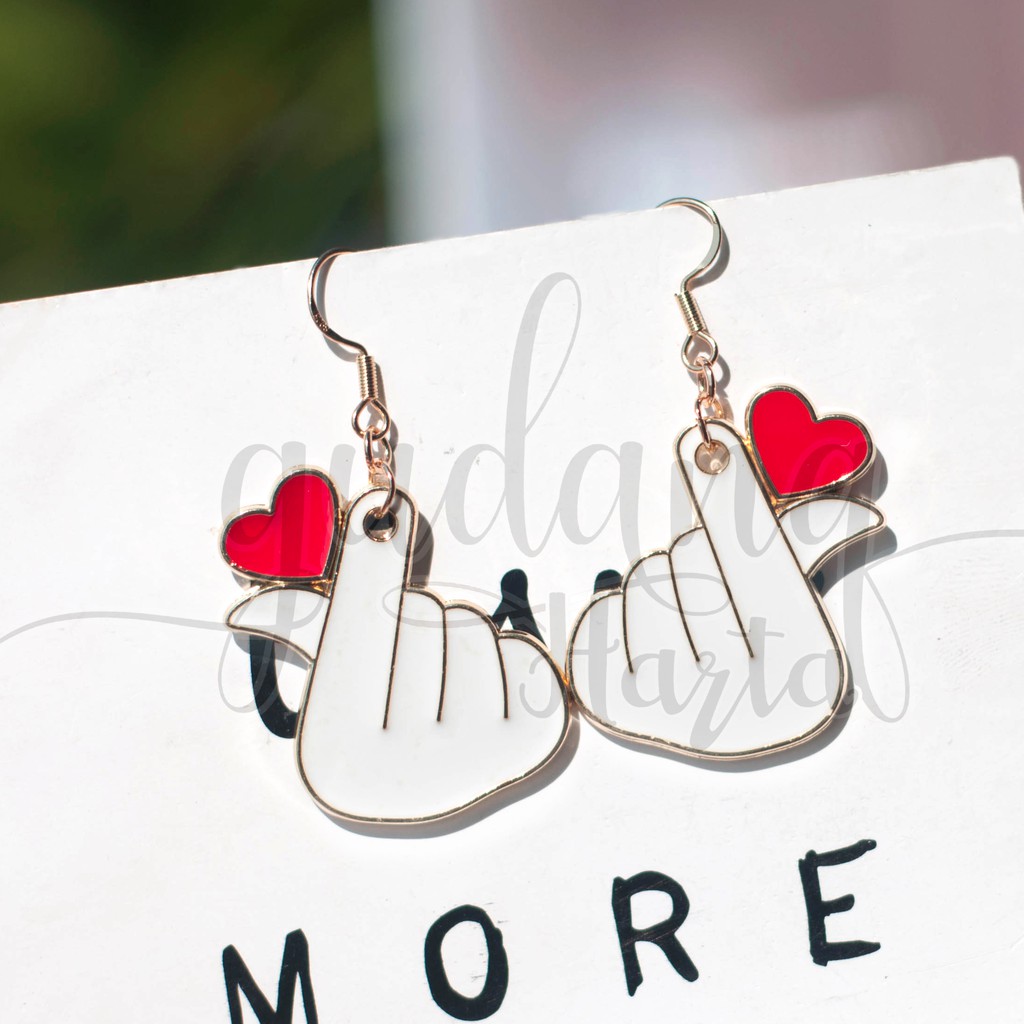 Anting Saranghe Korea Love Sign Lucu GH 203153