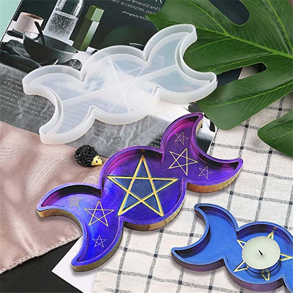 Lanfy Cetakan Silikon Buatan Tangan Kristal Matahari Fase Bulan Kotak Moon Silicone Pentagram Ornaments