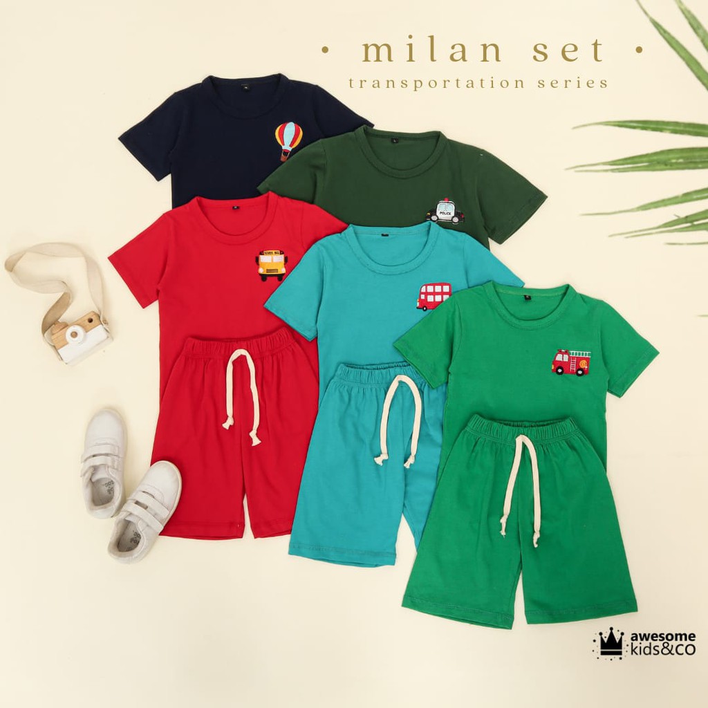 SETELAN ANAK "MILAN SET" TRANSPORTATION SERIES BY AWESOME KIDS & CO