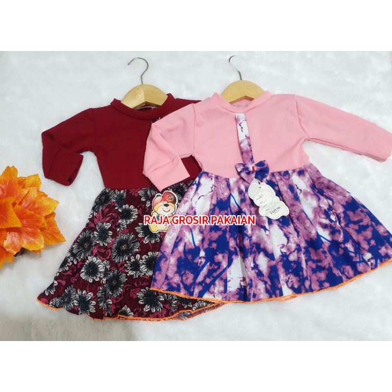 Baju Dress Anak Valencia 1-7 Thn / Dress Anak Lengan Panjang Dress Pesta Anak Murah