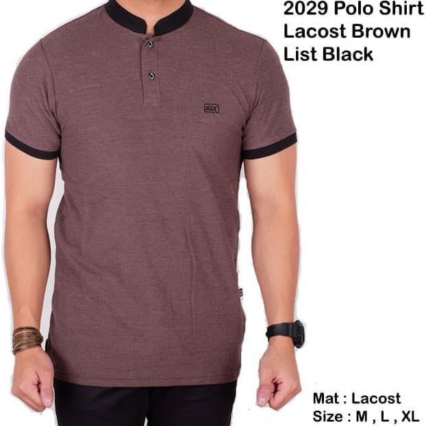 polo shirt pria polos pendek coklat / baju kaos kerah sanghai brown - Cokelat Muda, M