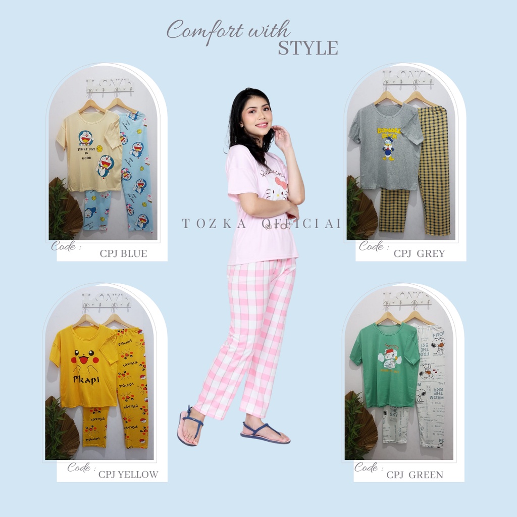 Baju tidur remaja dewasa set I Baju tidur kaos tangan pendek set I Daster