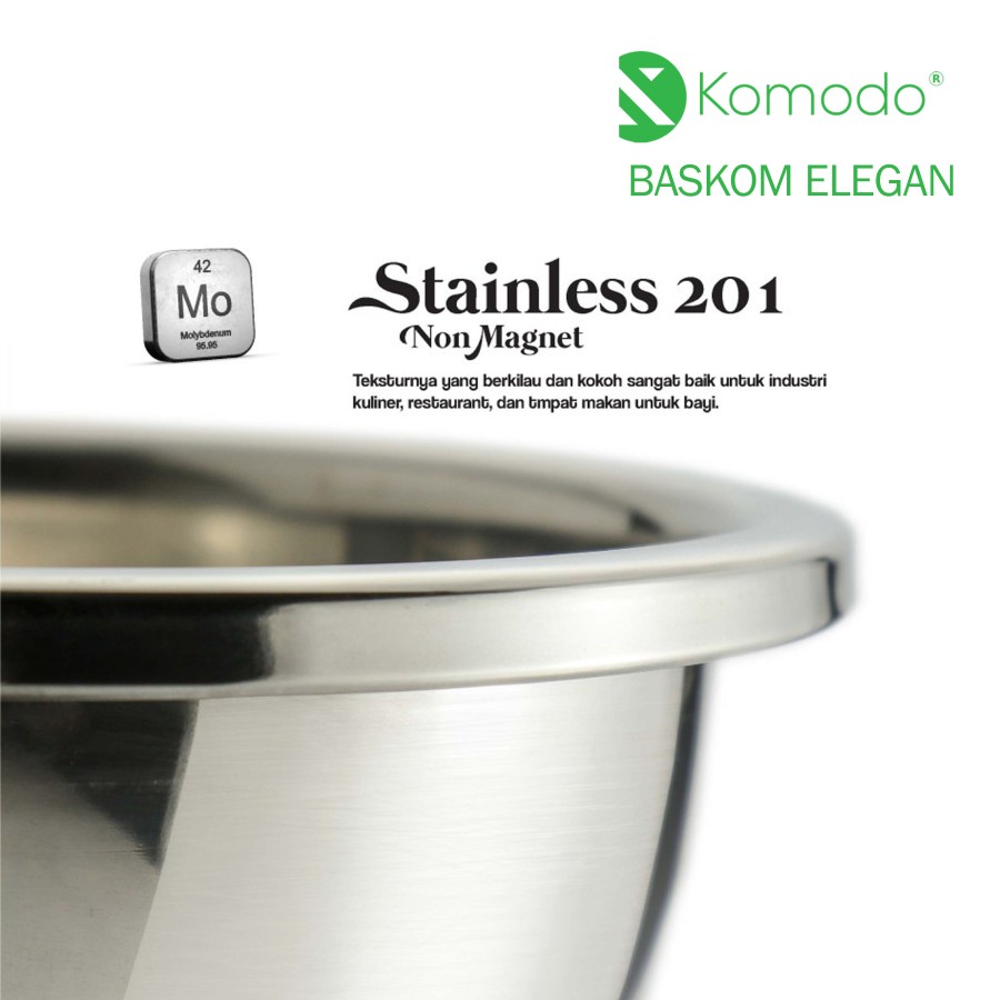 BASKOM ELEGANT KOREA STAINLESS STEEL TEBAL 30 CM KOMODO - MIXING BOWL