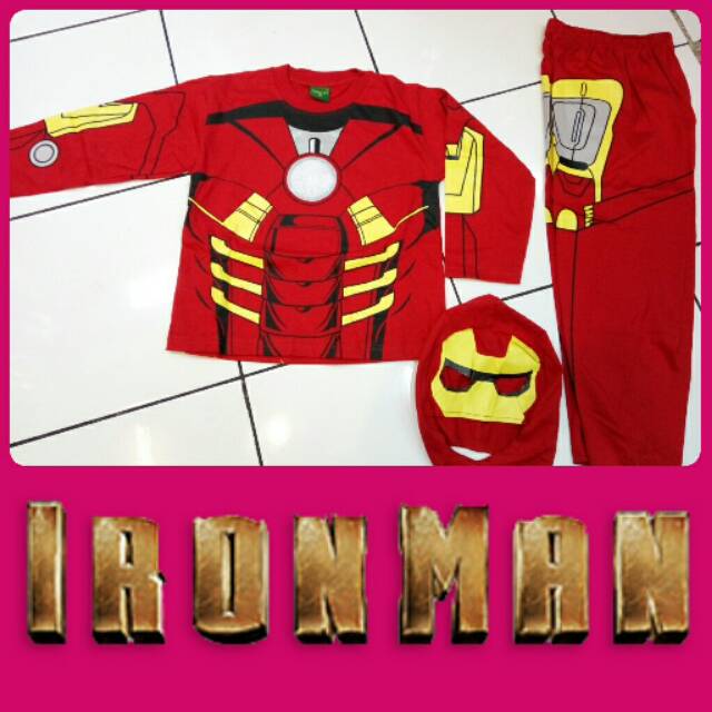 Baju Kostum Anak Superhero Iron Man Setelan Panjang Karakter